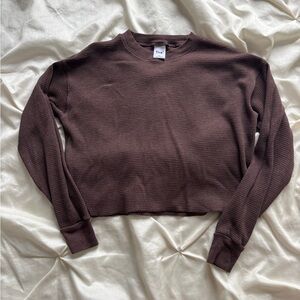 TNA Cropped Waffle Knit Crew - Dark Chocolate